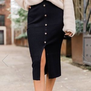 Pink Lily Limelight Midi Black Skirt